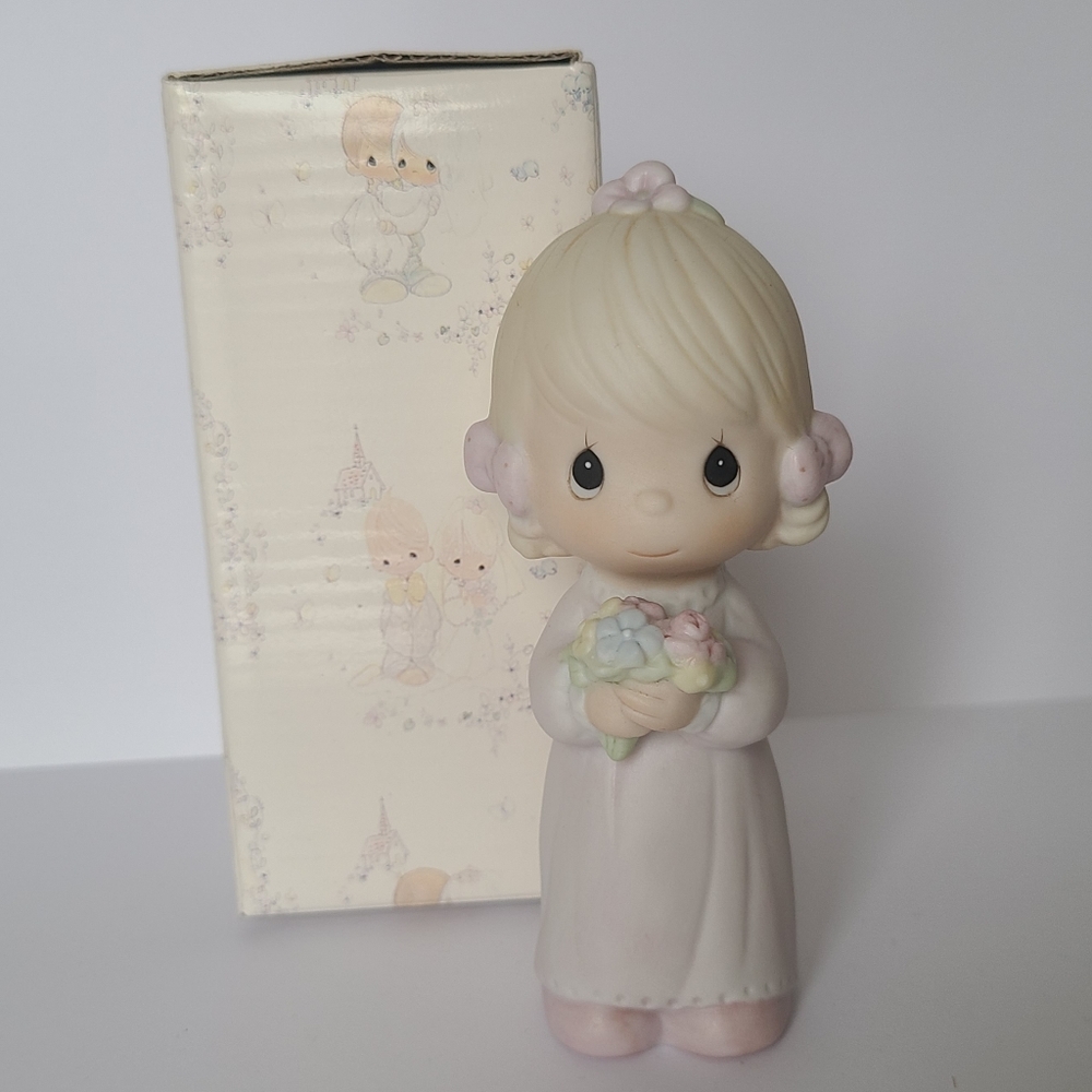 Vintage Precious Moments Bridesmaid Girl Flowers Wedding Collectible Figurine